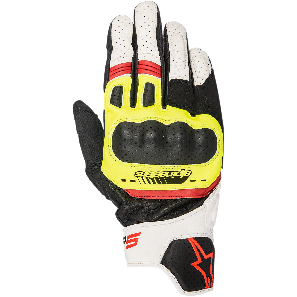 Alpinestars SP-5 Gloves Black/Yellow Fluorescent/White/Red Fluorescent motorcycle gloves – image 1