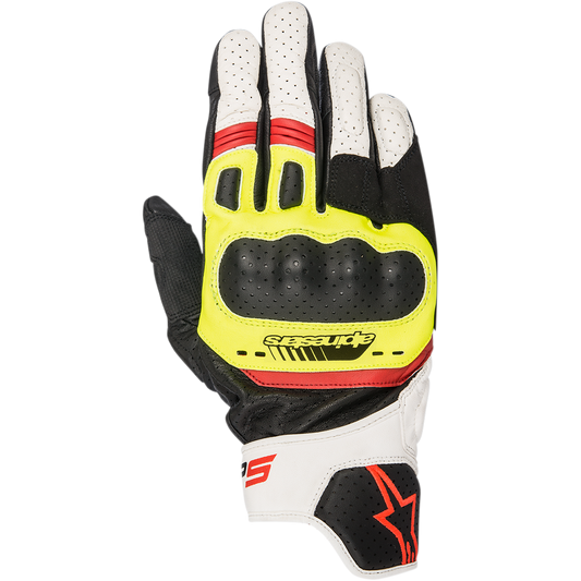 Alpinestars SP-5 Gloves Black/Yellow Fluorescent/White/Red Fluorescent motorcycle gloves – image 1