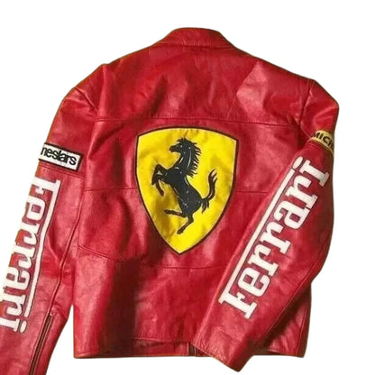 90s Ferrari F1 Real Leather Men Jacket | Speed Racewear