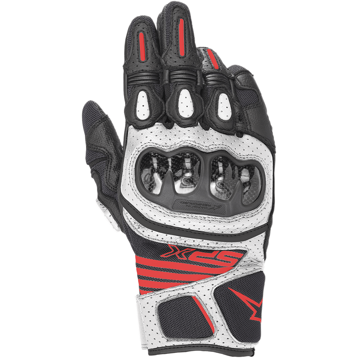 Alpinestars SPX AC V2 Gloves Black/White/Red Fluorescent motorcycle gloves – image 1