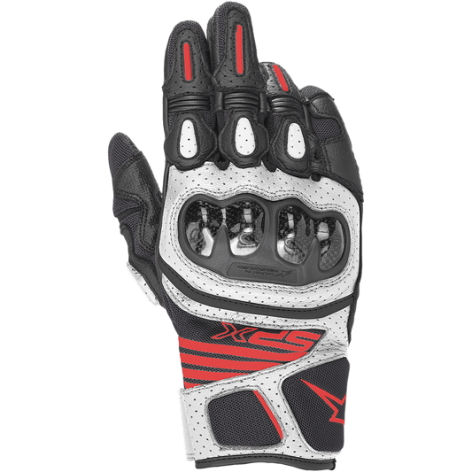 Alpinestars SPX AC V2 Gloves Black/White/Red Fluorescent motorcycle gloves – image 1