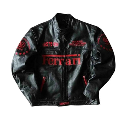 Genuine Cowhide Ferrari F1 Leather Jacket | Speed Racewear
