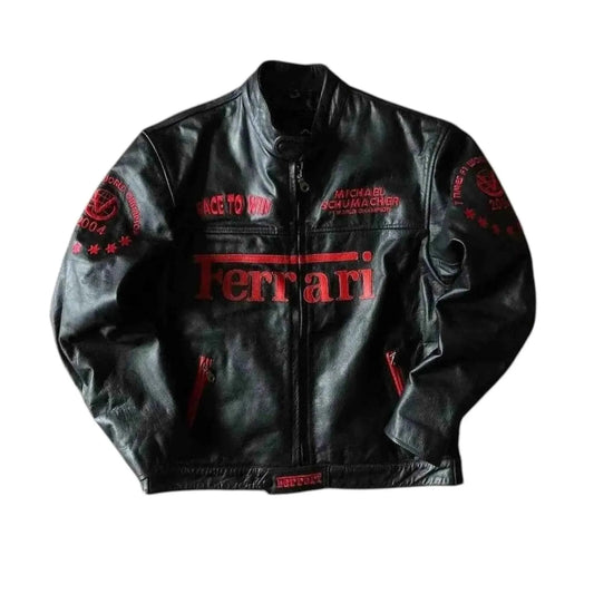 Genuine Cowhide Ferrari F1 Leather Jacket | Speed Racewear