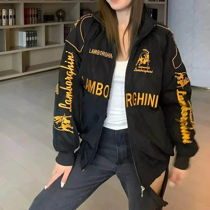 Lamborghini F1 Vintage Style Embroidery Racing Jacket | Speed Racewear