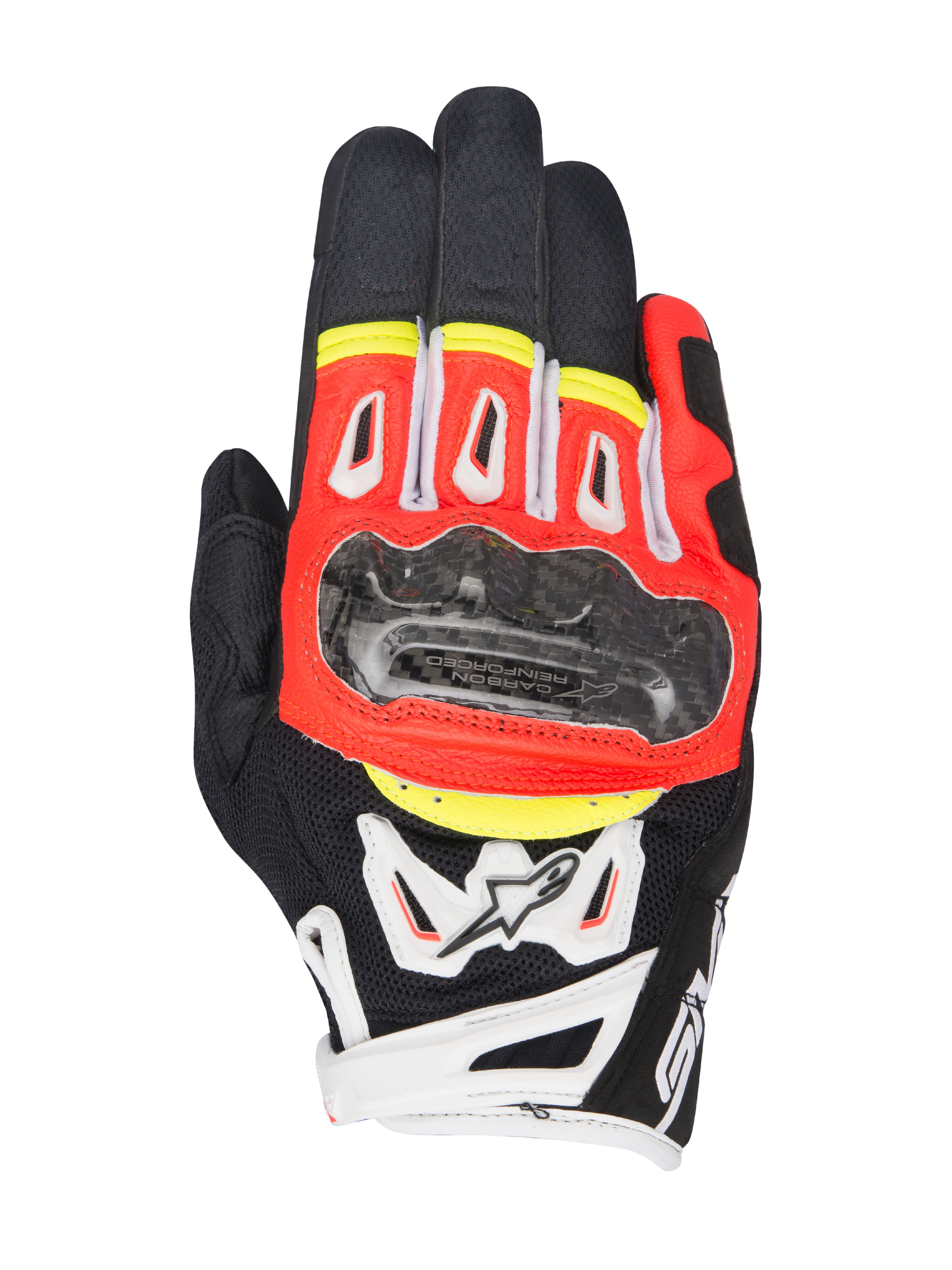 Alpinestars SMX-2 Air Carbon V2 Gloves Black/Red Fluorescent/White/Yellow Fluorescent motorcycle gloves – image 1