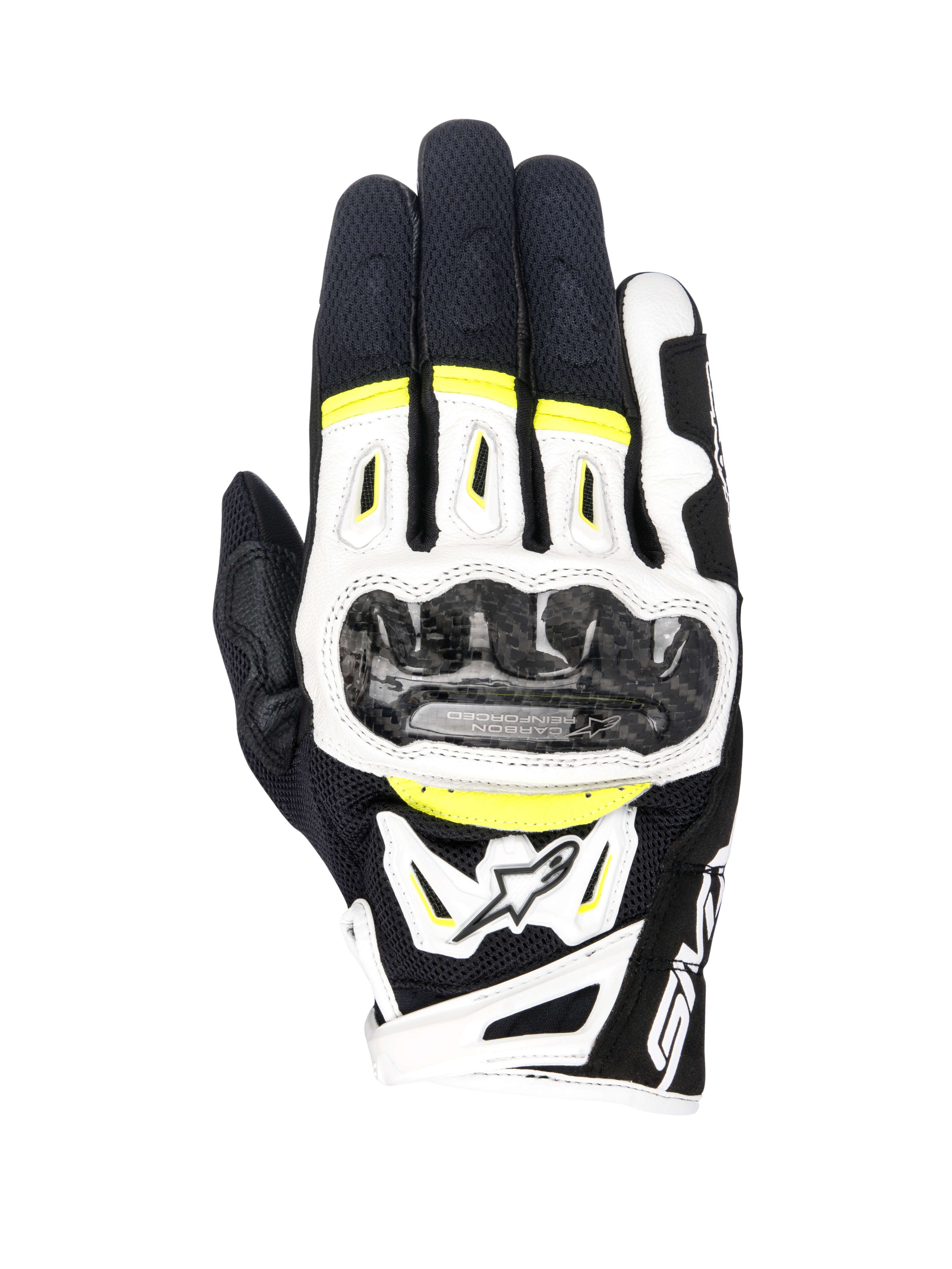 Alpinestars SMX-2 Air Carbon V2 Gloves Black/White/Yellow Fluorescent motorcycle gloves – image 1
