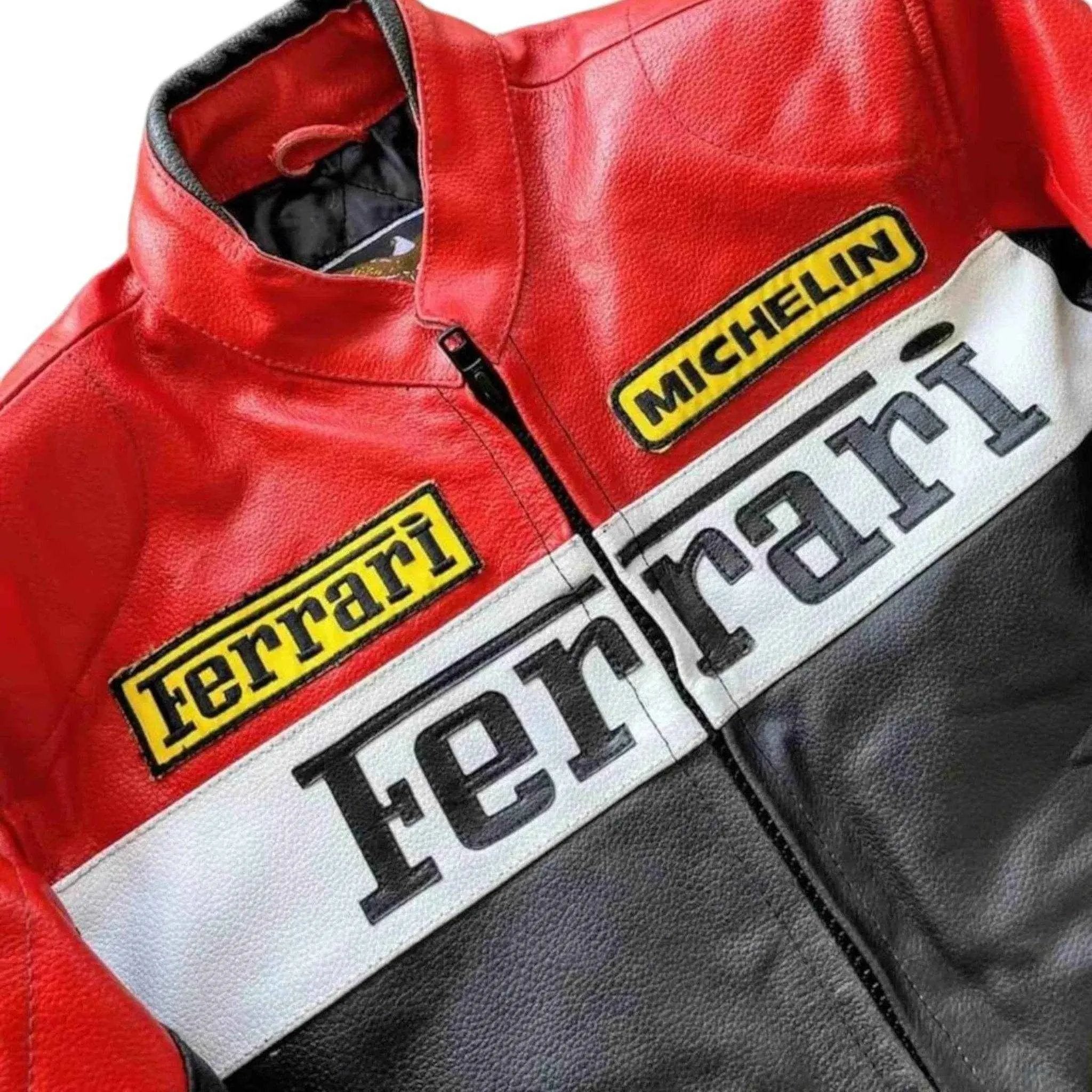 Vintage Ferrari Racing Leather Biker Jacket | Speed Racewear