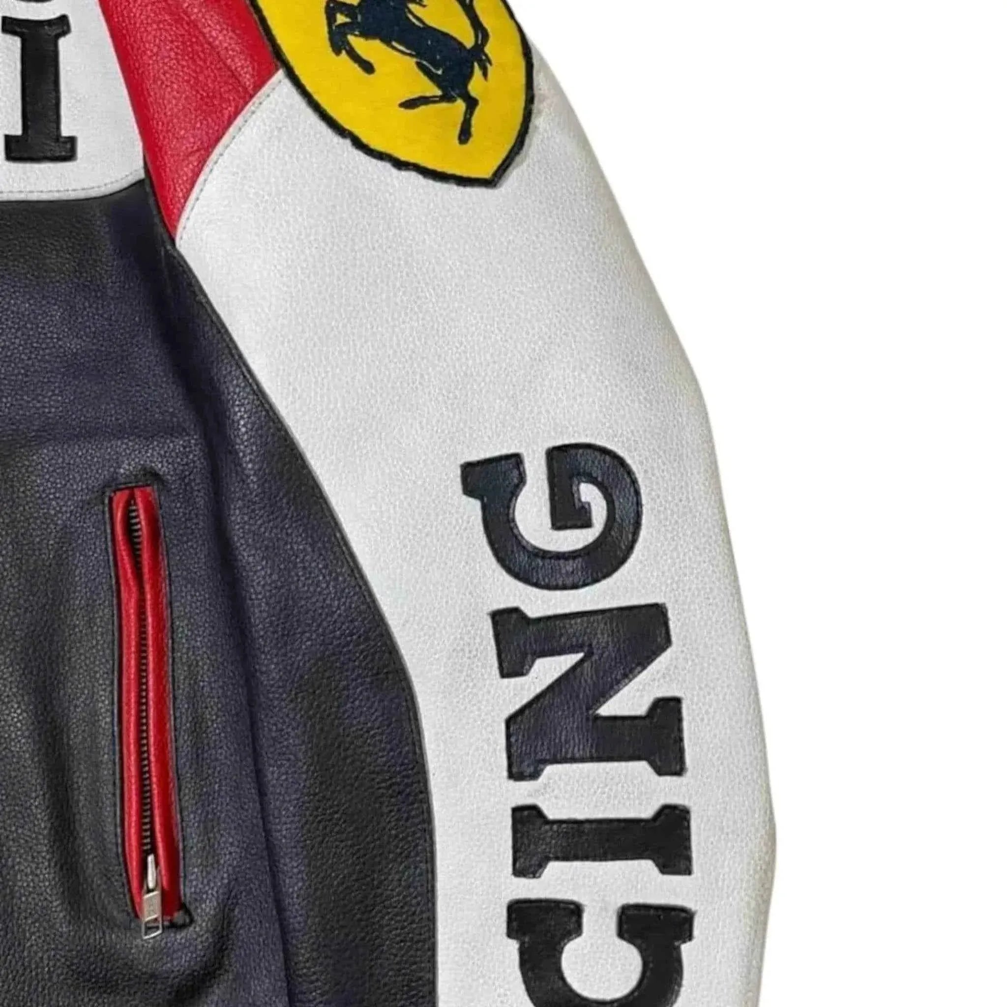 Vintage Ferrari Racing Leather Biker Jacket | Speed Racewear