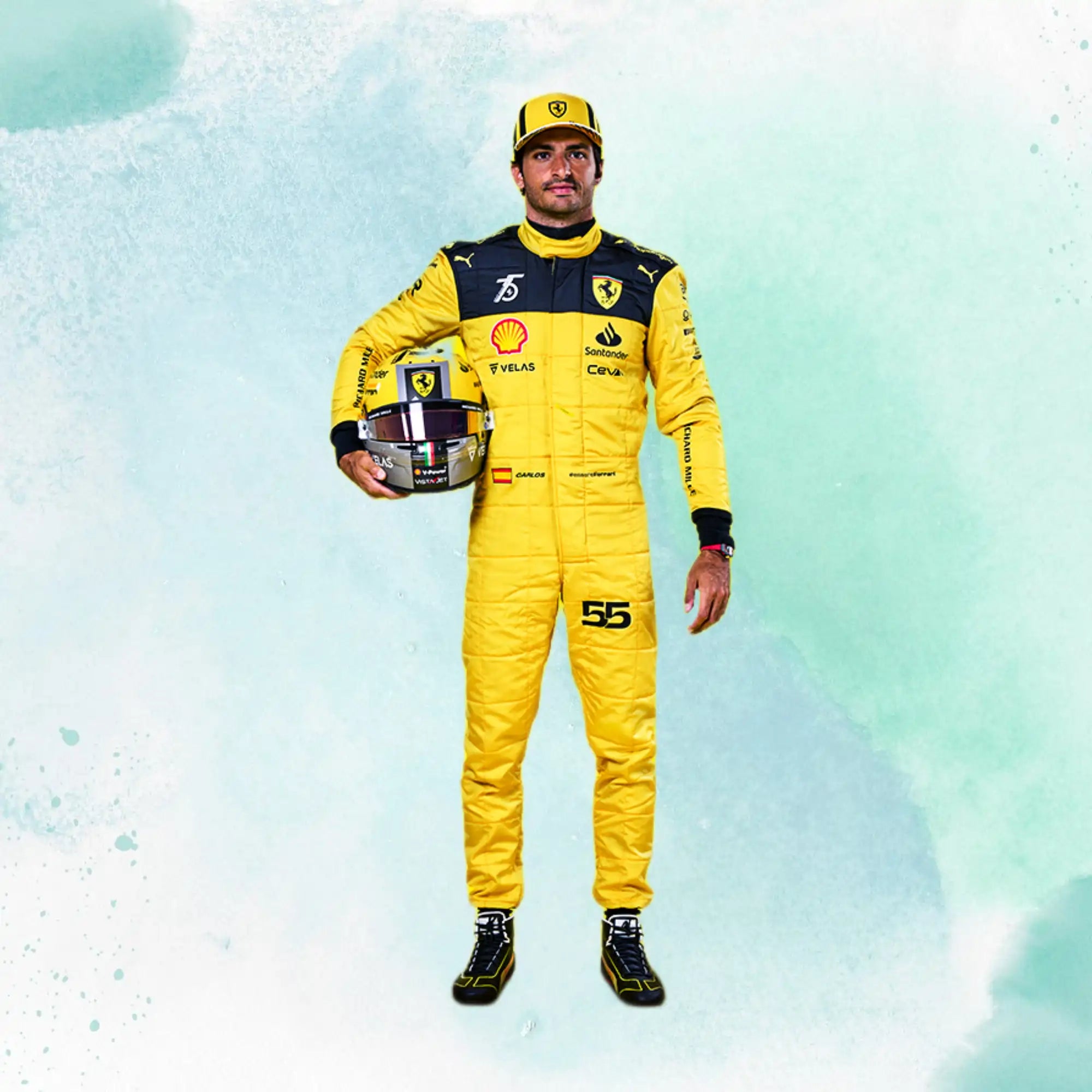 Carlos Sainz Jr 2022 F1 Ferrari's 75th Anniversary Replica Racing Suit - view 1
