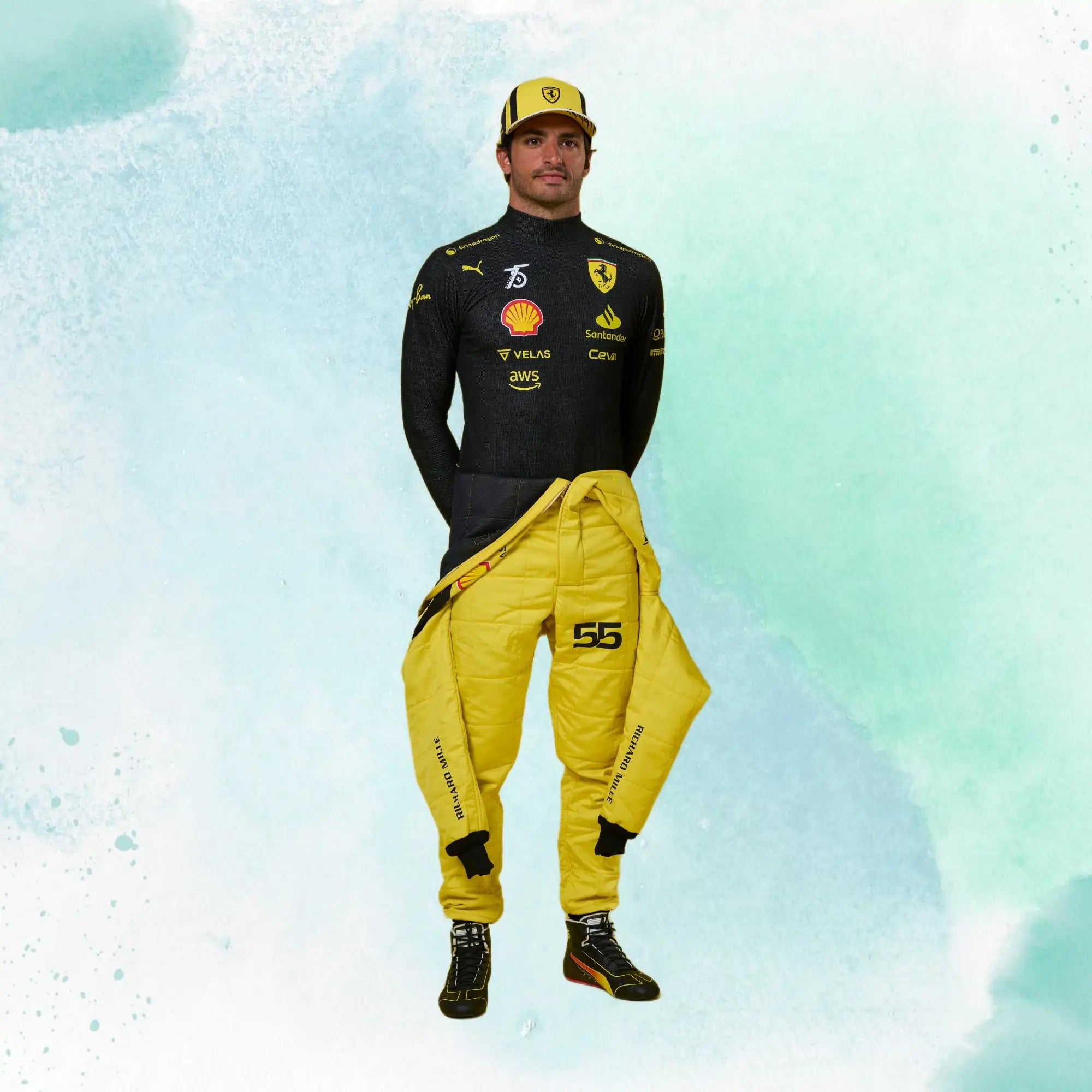 Carlos Sainz Jr 2022 F1 Ferrari's 75th Anniversary Replica Racing Suit - view 3