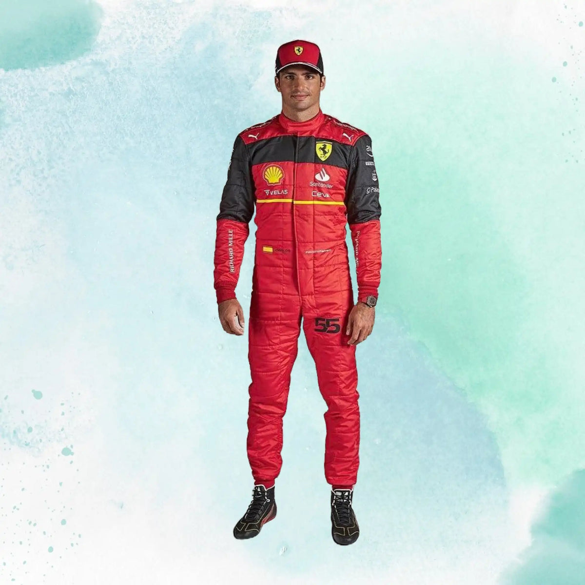 Carlos Sainz Jr 2022 F1 Scuderia Ferrari Replica Racing Suit - view 1