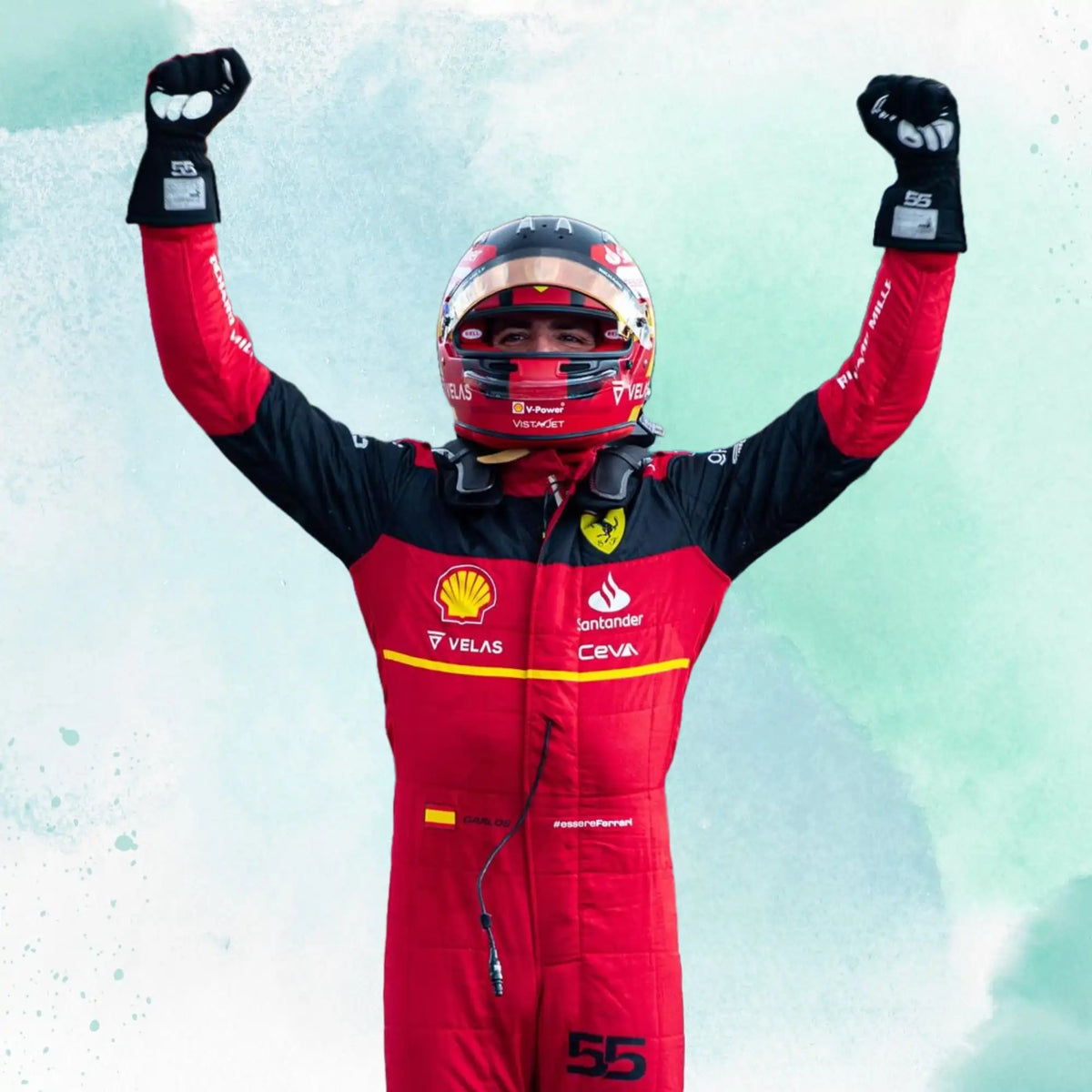 Carlos Sainz Jr 2022 F1 Scuderia Ferrari Replica Racing Suit - view 2
