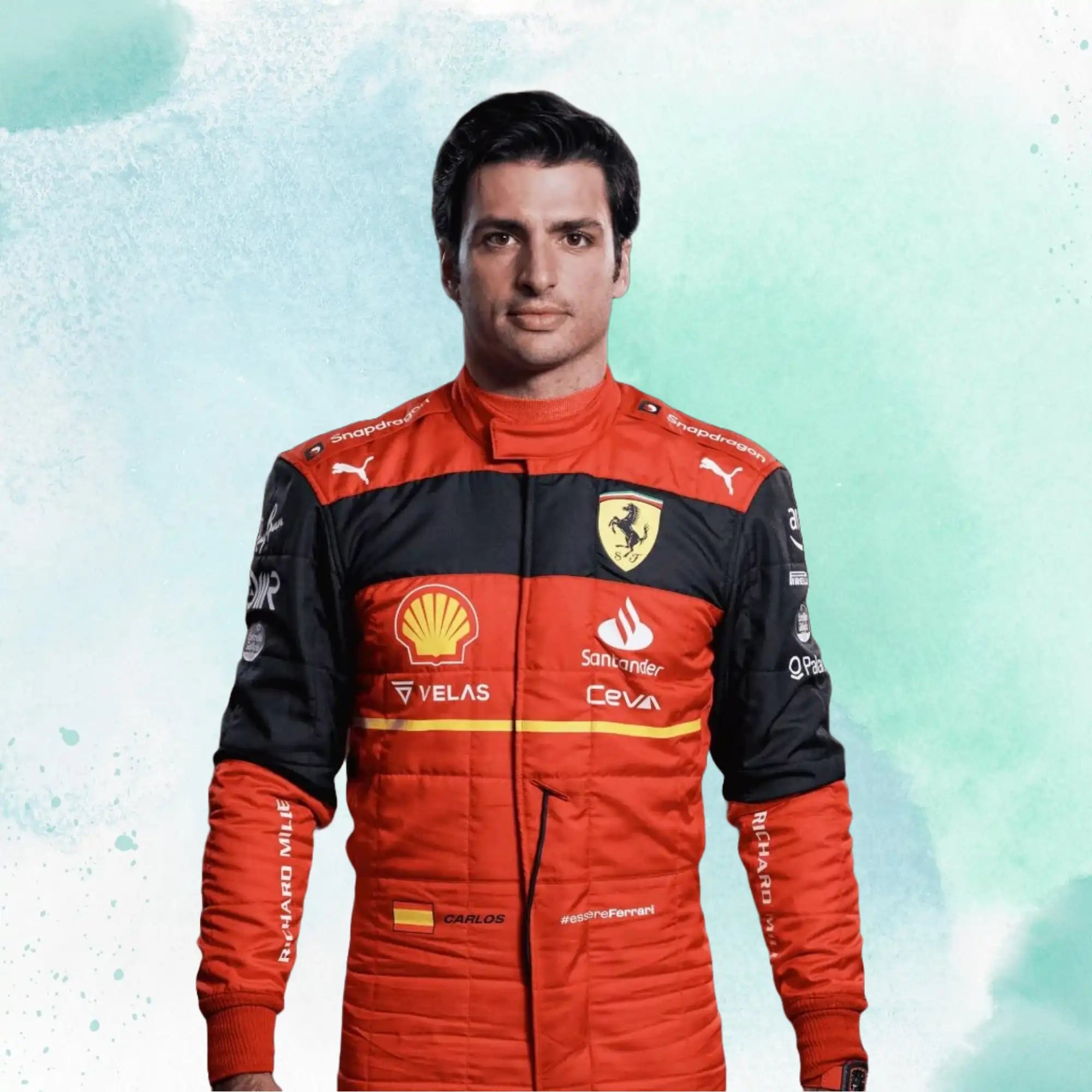 Carlos Sainz Jr 2022 F1 Scuderia Ferrari Replica Racing Suit - view 3