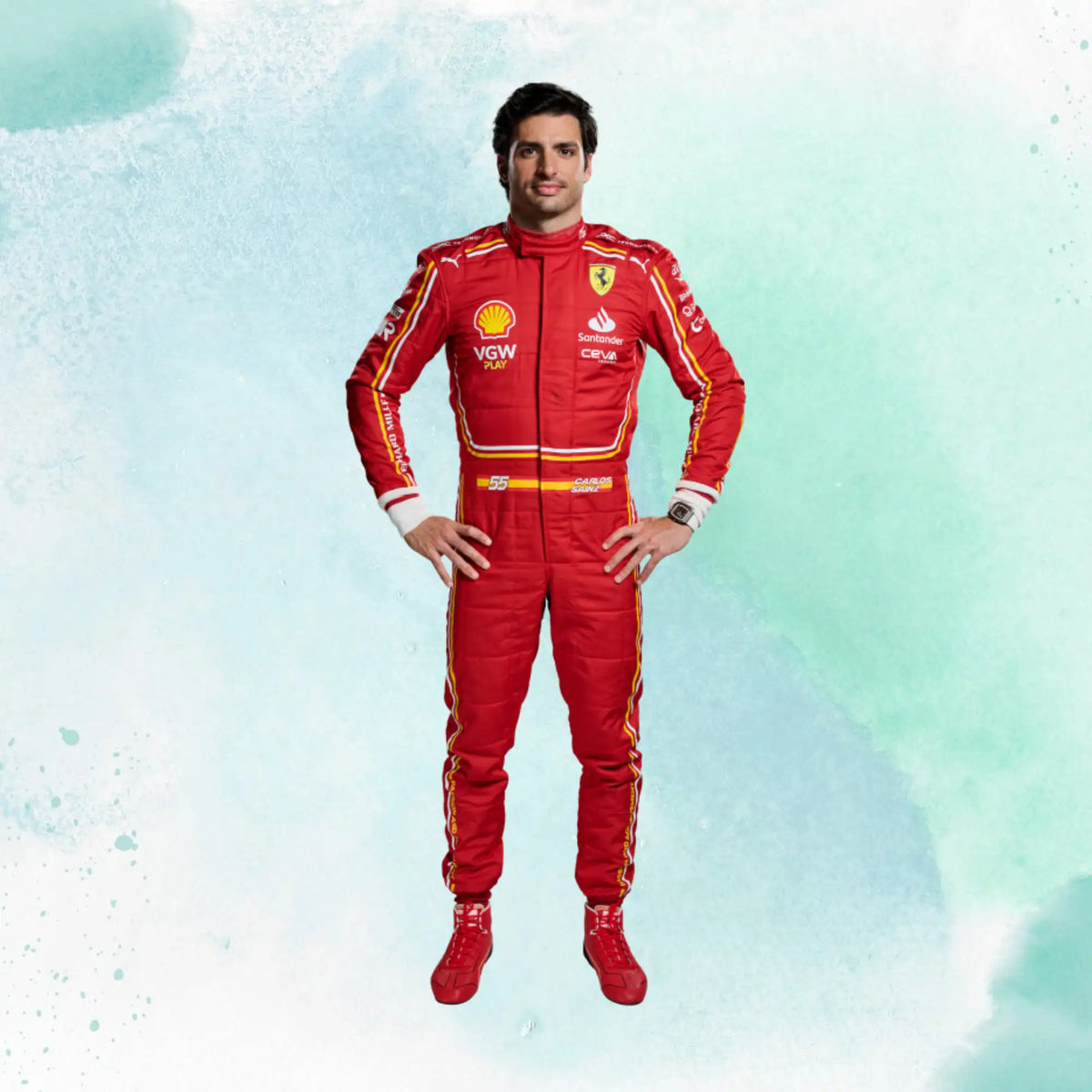 Carlos Sainz New 2024 Scuderia Ferrari F1 Team Replica Racing Suit - view 1