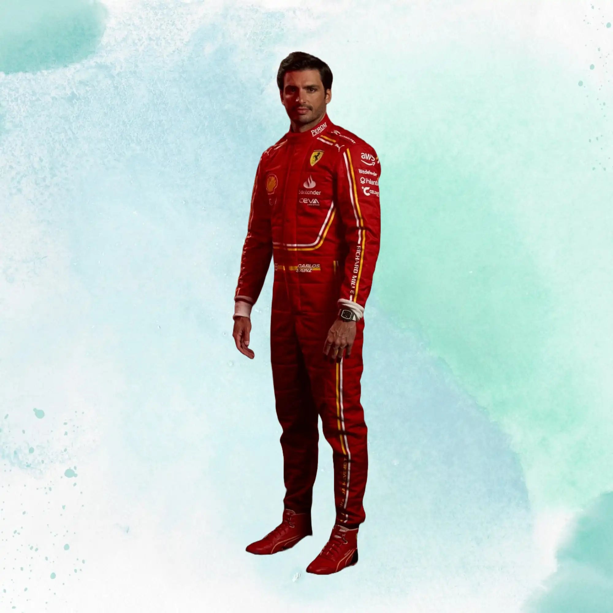 Carlos Sainz New 2024 Scuderia Ferrari F1 Team Replica Racing Suit - view 3