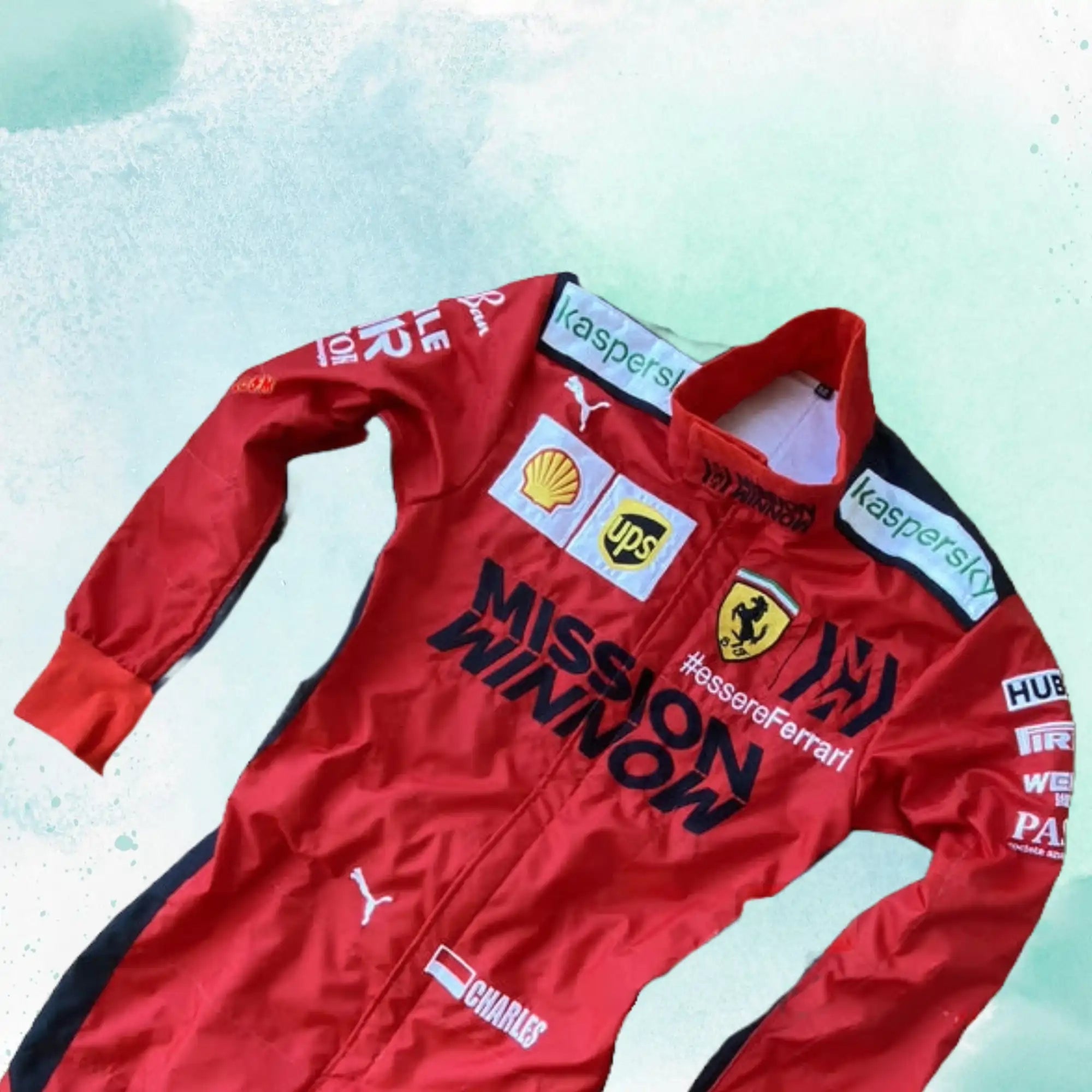 Charles Leclerc 2020 F1 Ferrari Mission Winnow Replica Embroidery Replica Race Suit - view 3