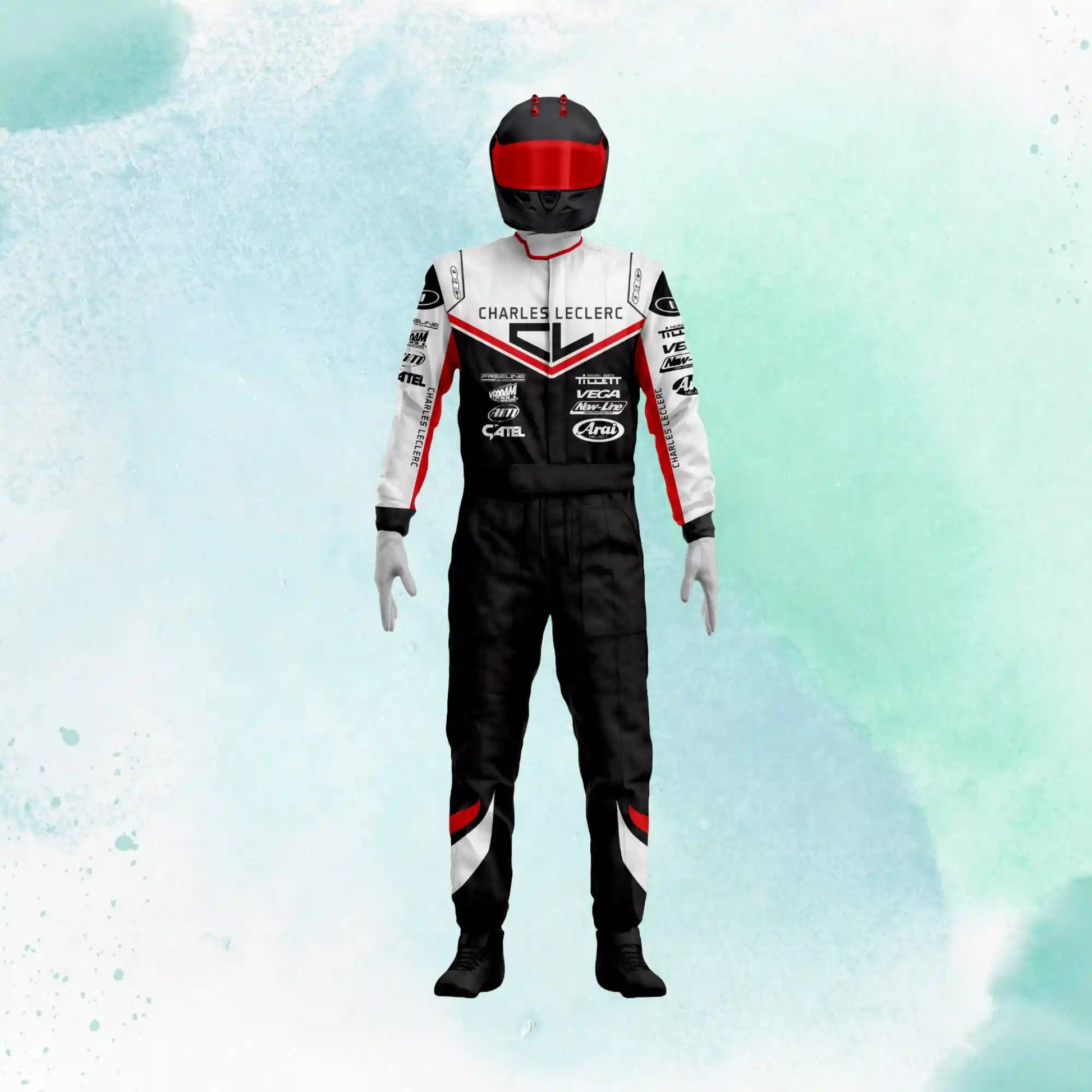 Charles Leclerc 2020 Overall Go Kart Replica Racing Sublimation Printed Suit - view 1