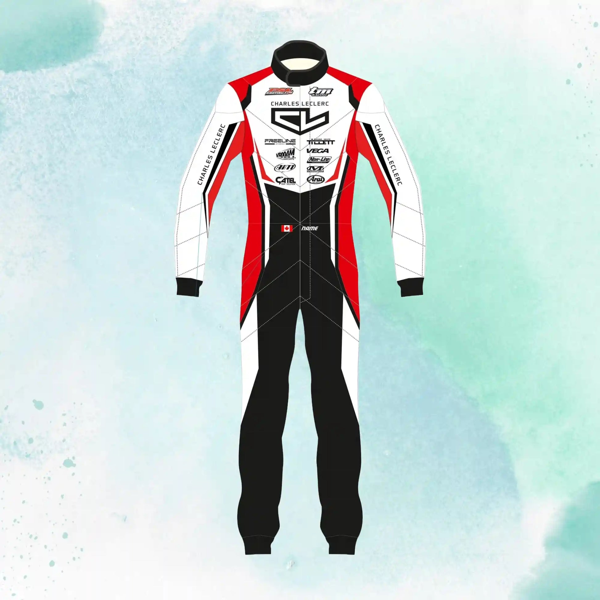 Charles Leclerc 2021 Overall Go Kart Replica Racing Sublimation Printed Suit - view 1