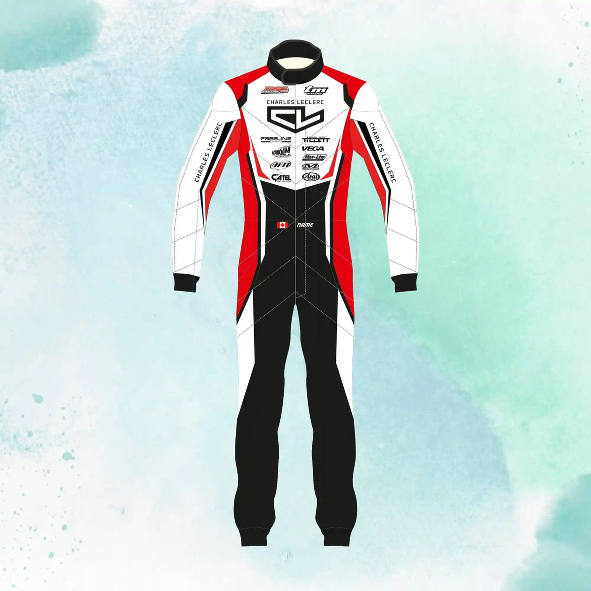Charles Leclerc 2021 Overall Go Kart Replica Racing Sublimation Printed Suit - view 1
