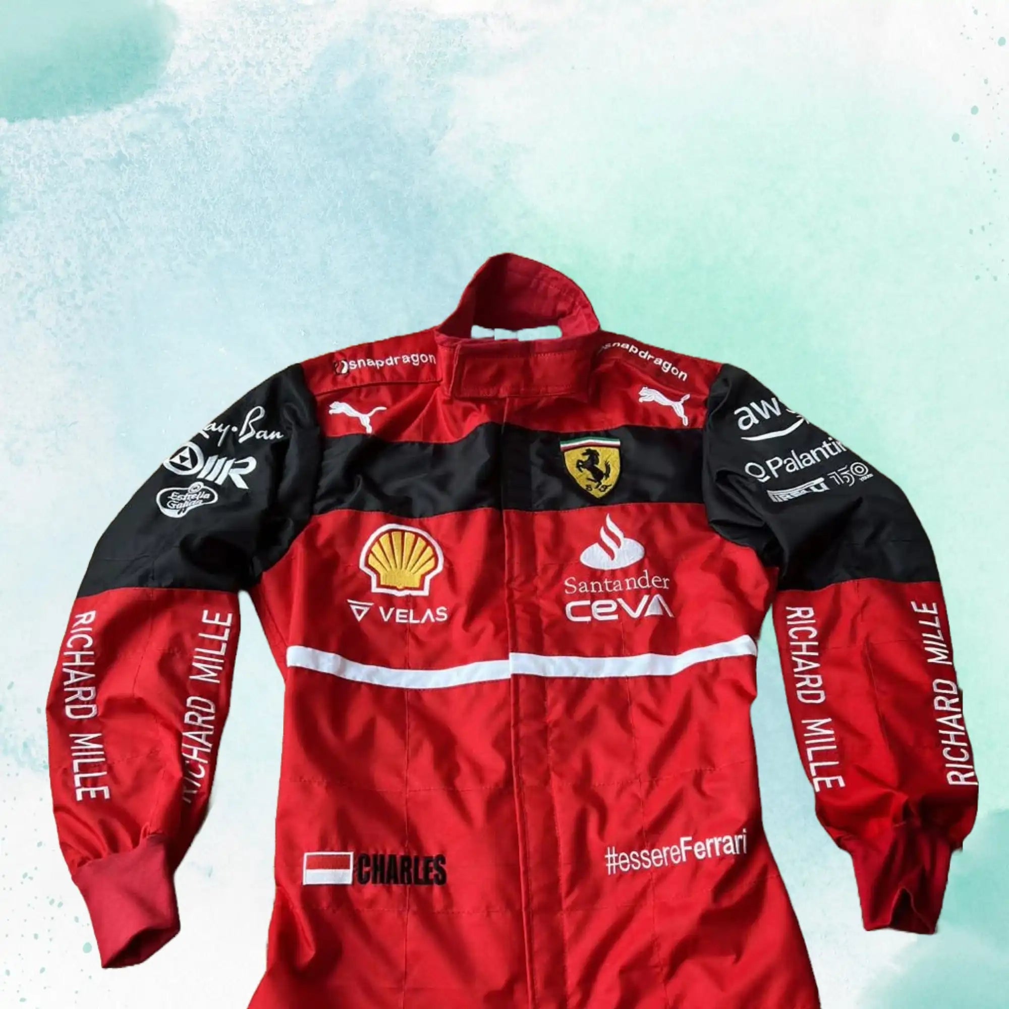 Charles Leclerc 2022 Scuderia Ferrari F1 Team Embroidery Replica Race Suit - view 1
