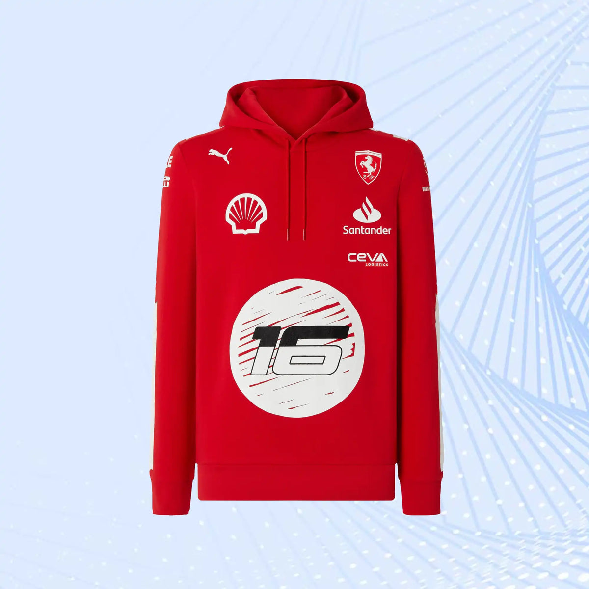 Charles Leclerc 2023 Las Vegas GP Special Edition Puma for Scuderia Ferrari Hooded Sweatshirt- Joshua Vides - view 1