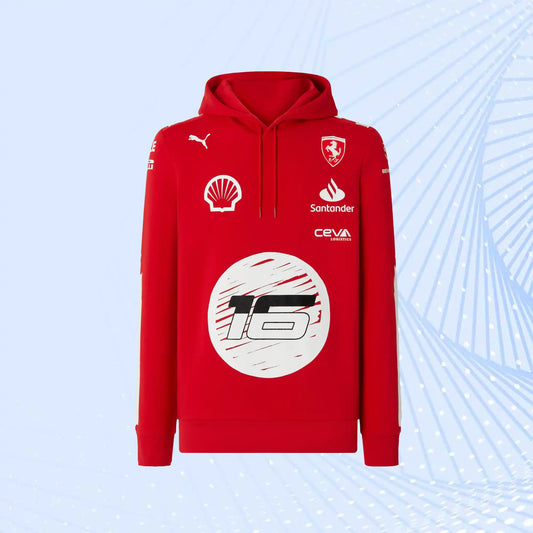 Charles Leclerc 2023 Las Vegas GP Special Edition Puma for Scuderia Ferrari Hooded Sweatshirt- Joshua Vides - view 1