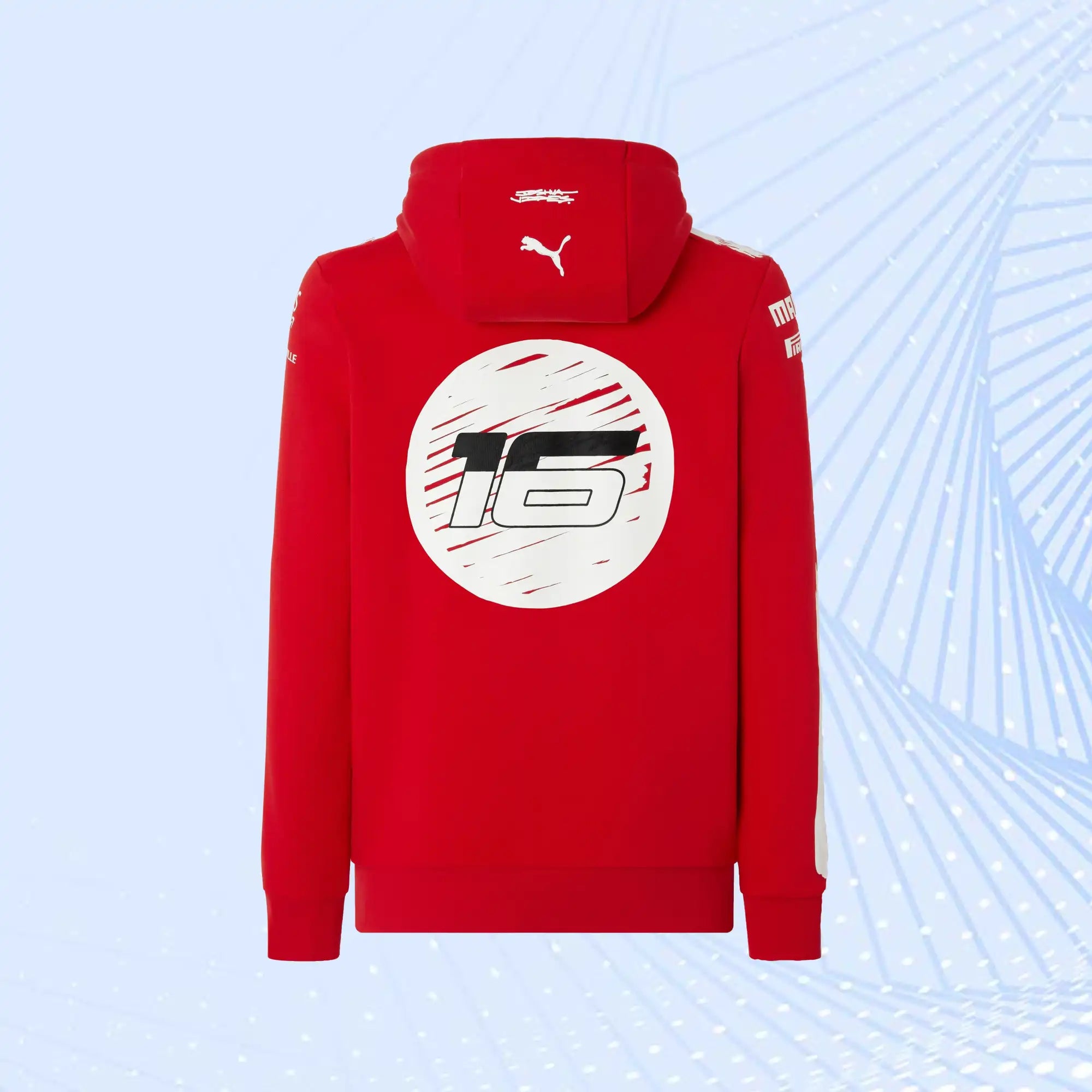 Charles Leclerc 2023 Las Vegas GP Special Edition Puma for Scuderia Ferrari Hooded Sweatshirt- Joshua Vides - view 2