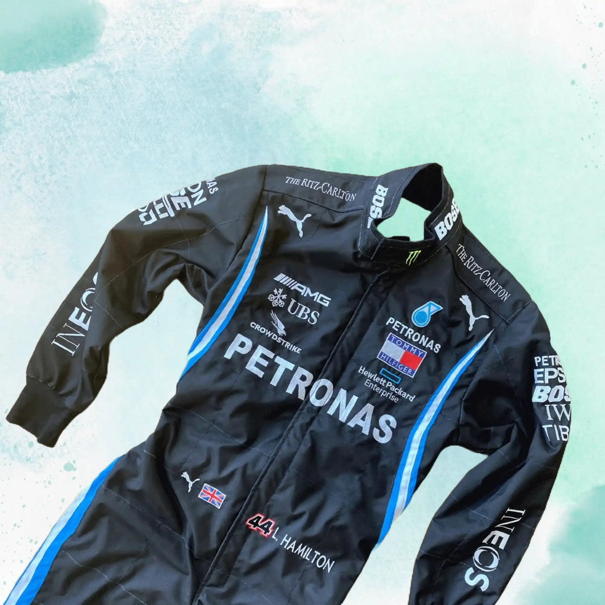 Lewis Hamilton 2022 F1 Mercedes AMG Petronas Replica Embroidery Race Suit - view 1