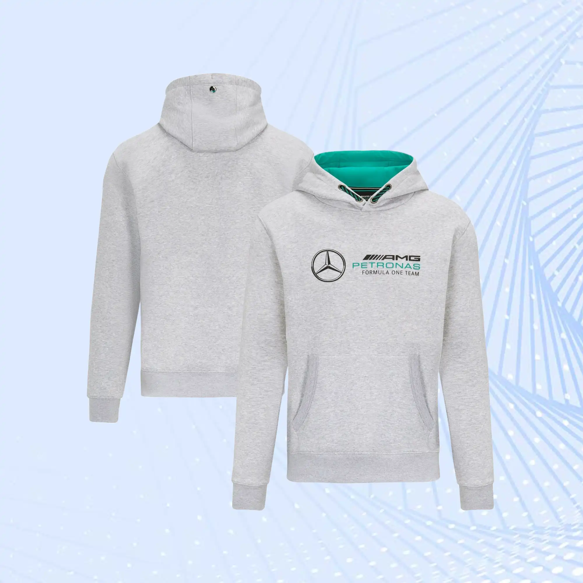 Mercedes AMG Petronas F1 Logo Hooded Sweat- Grey- Unisex - view 1