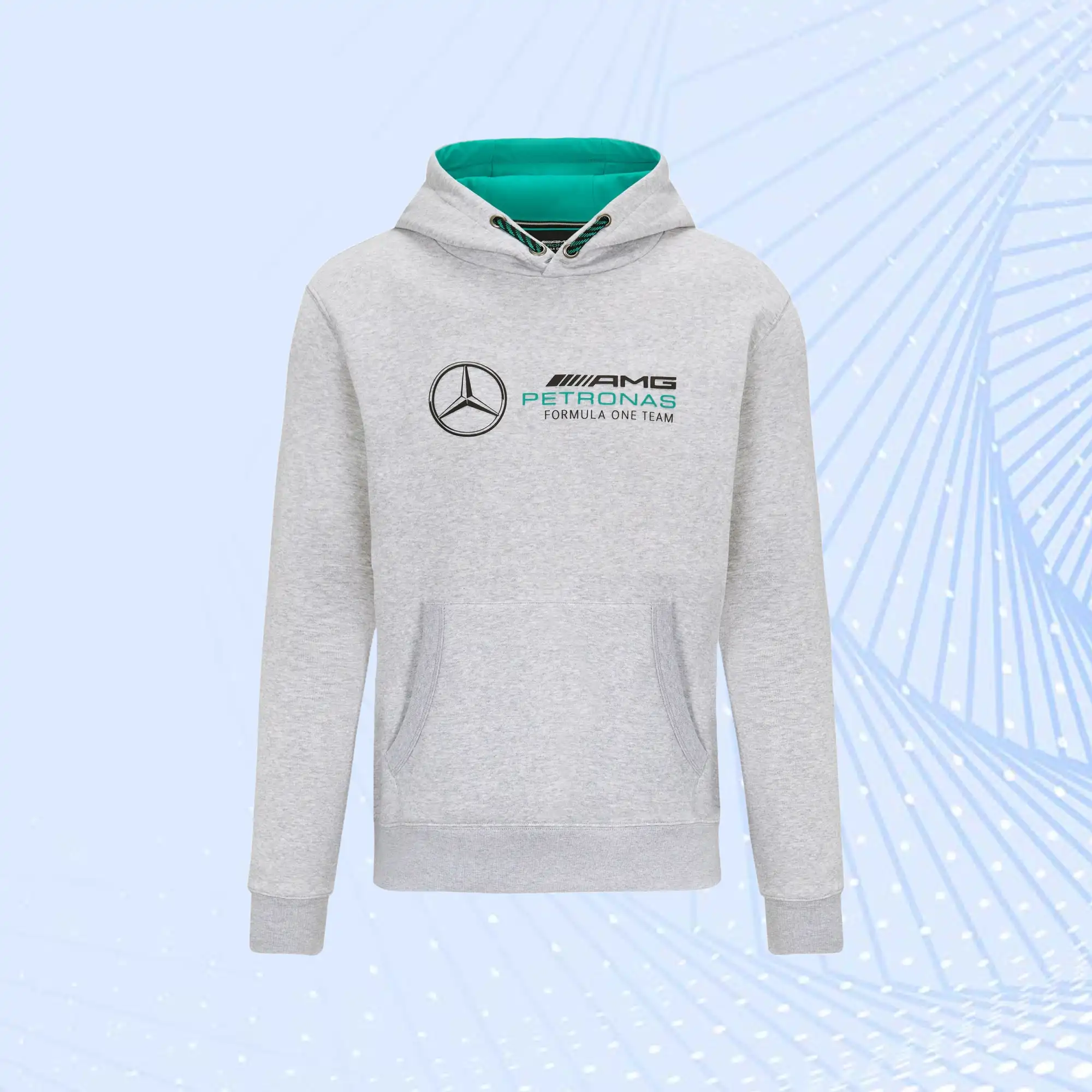 Mercedes AMG Petronas F1 Logo Hooded Sweat- Grey- Unisex - view 2