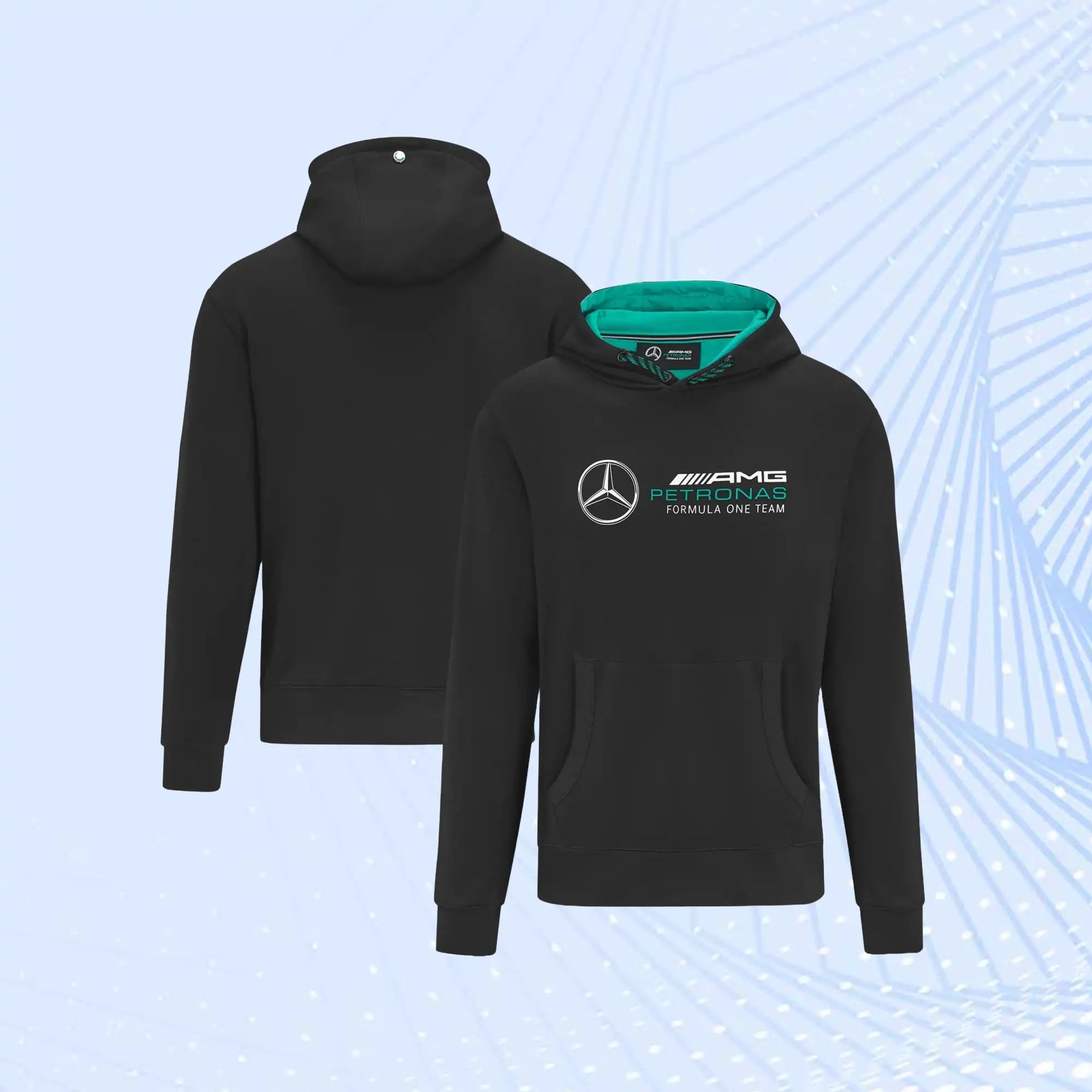 Mercedes AMG Petronas Formula One Logo Hooded Sweat- Black- Unisex - view 1