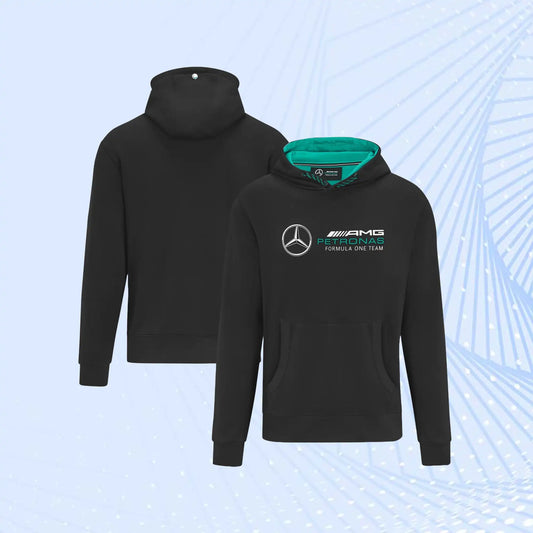 Mercedes AMG Petronas Formula One Logo Hooded Sweat- Black- Unisex - view 1