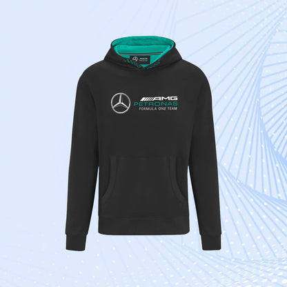 Mercedes AMG Petronas Formula One Logo Hooded Sweat- Black- Unisex - view 2