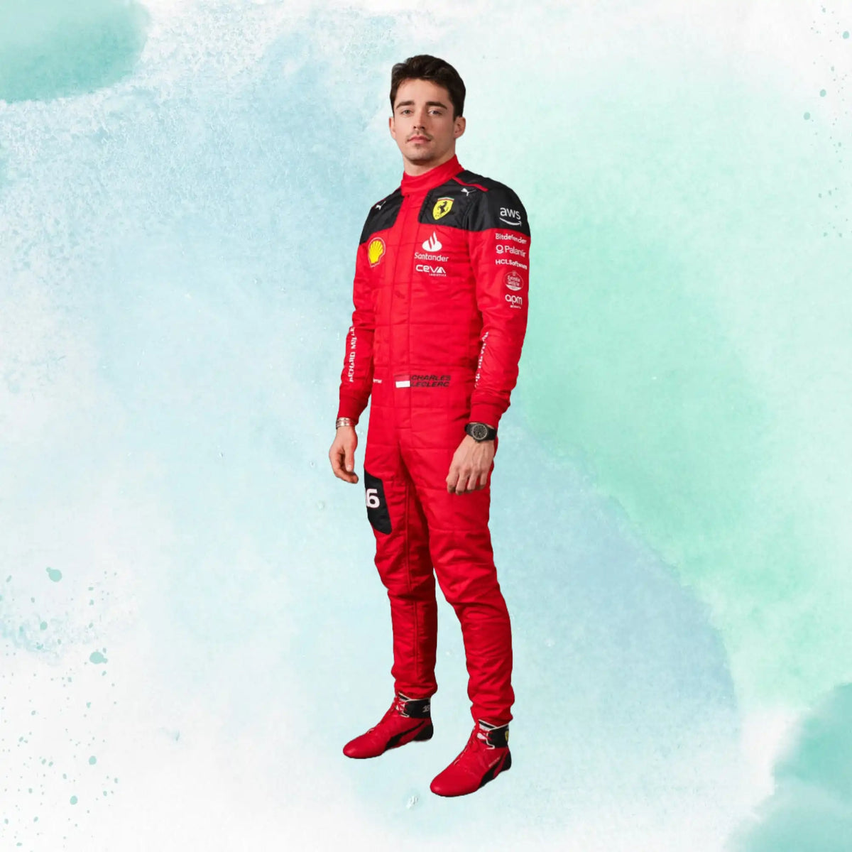 New 2023 Charles Leclerc Formula 1 Team Ferrar Replica Racing Suit - view 1