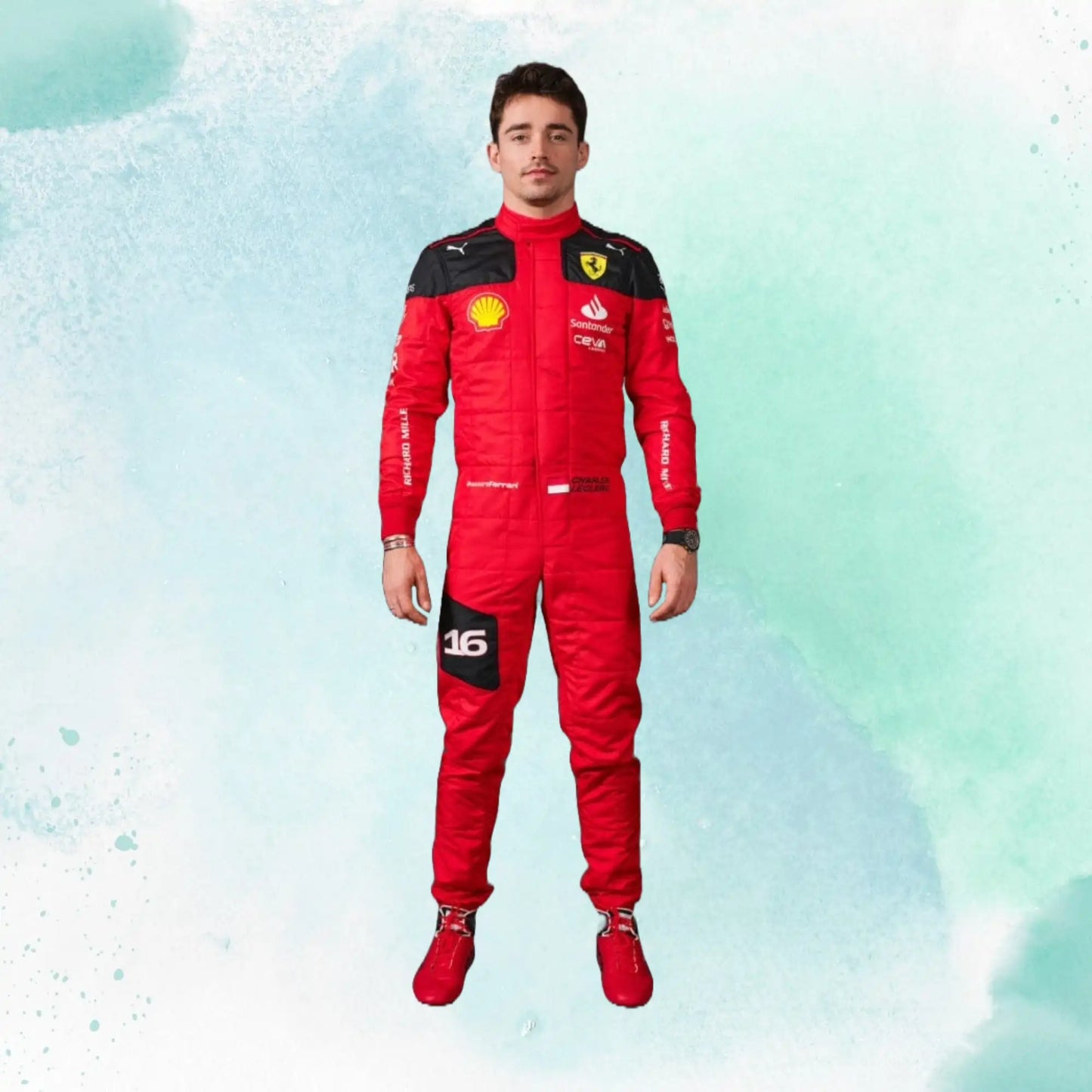 New 2023 Charles Leclerc Formula 1 Team Ferrar Replica Racing Suit - view 2