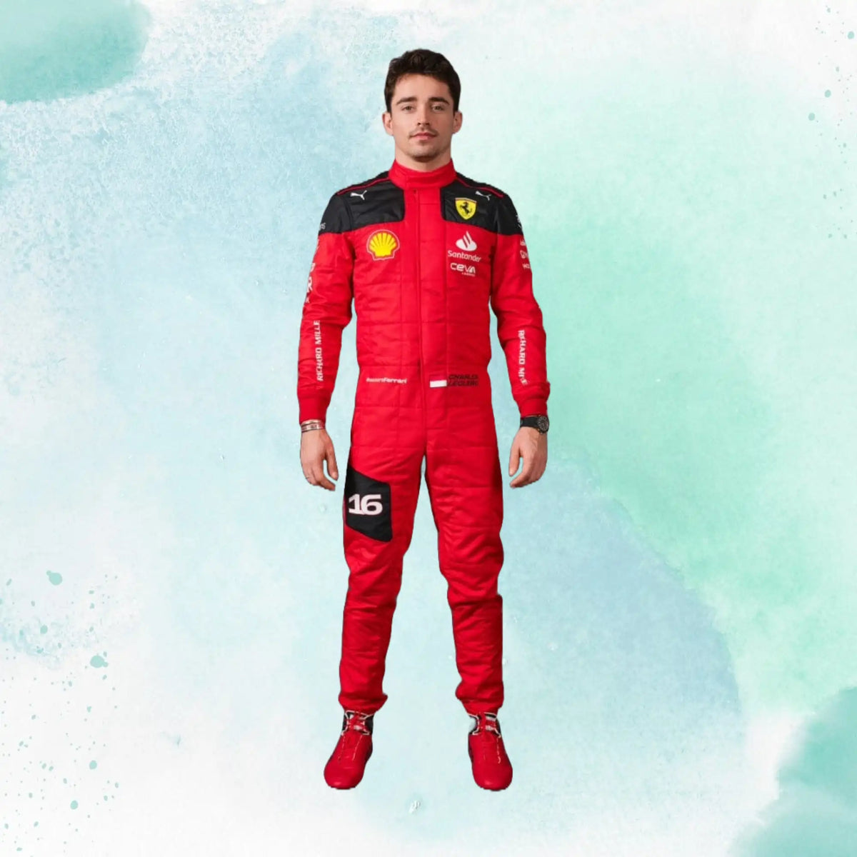New 2023 Charles Leclerc Formula 1 Team Ferrar Replica Racing Suit - view 2