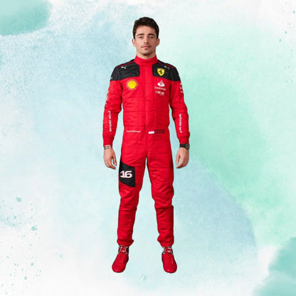 New 2023 Charles Leclerc Formula 1 Team Ferrar Replica Racing Suit - view 2