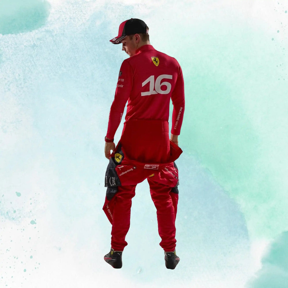 New 2023 Charles Leclerc Formula 1 Team Ferrar Replica Racing Suit - view 4