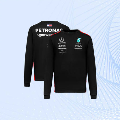 New 2023 F1 Mercedes AMG Petronas Team Long Sleeved Drive T-Shirt- Black - view 1