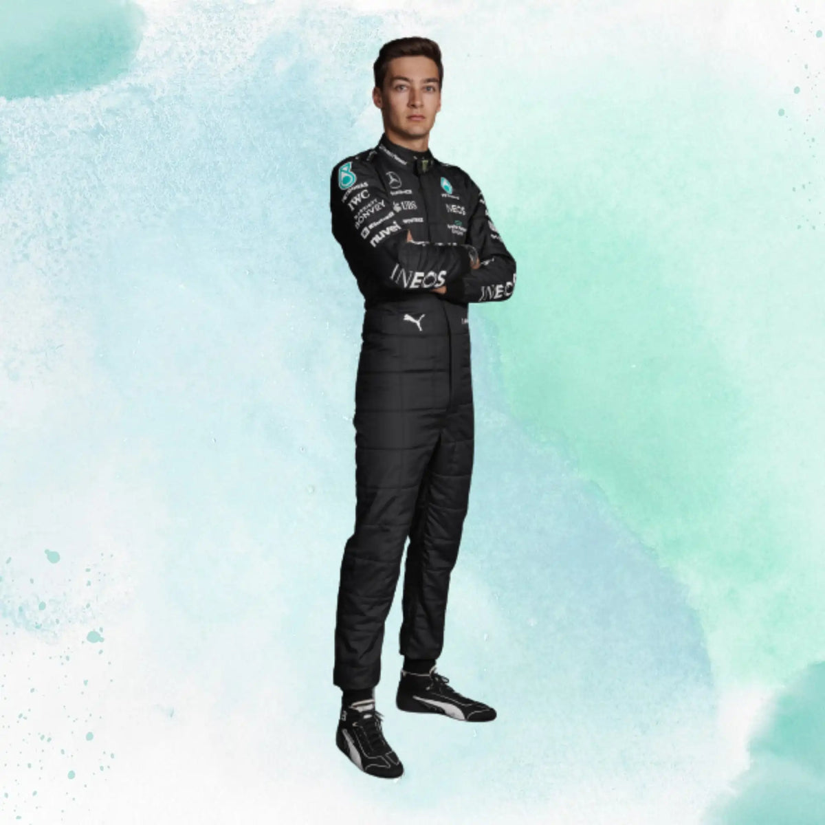 New 2023 George Russell Mercedes-AMG Petronas F1 Team Race Suit Replica - view 1