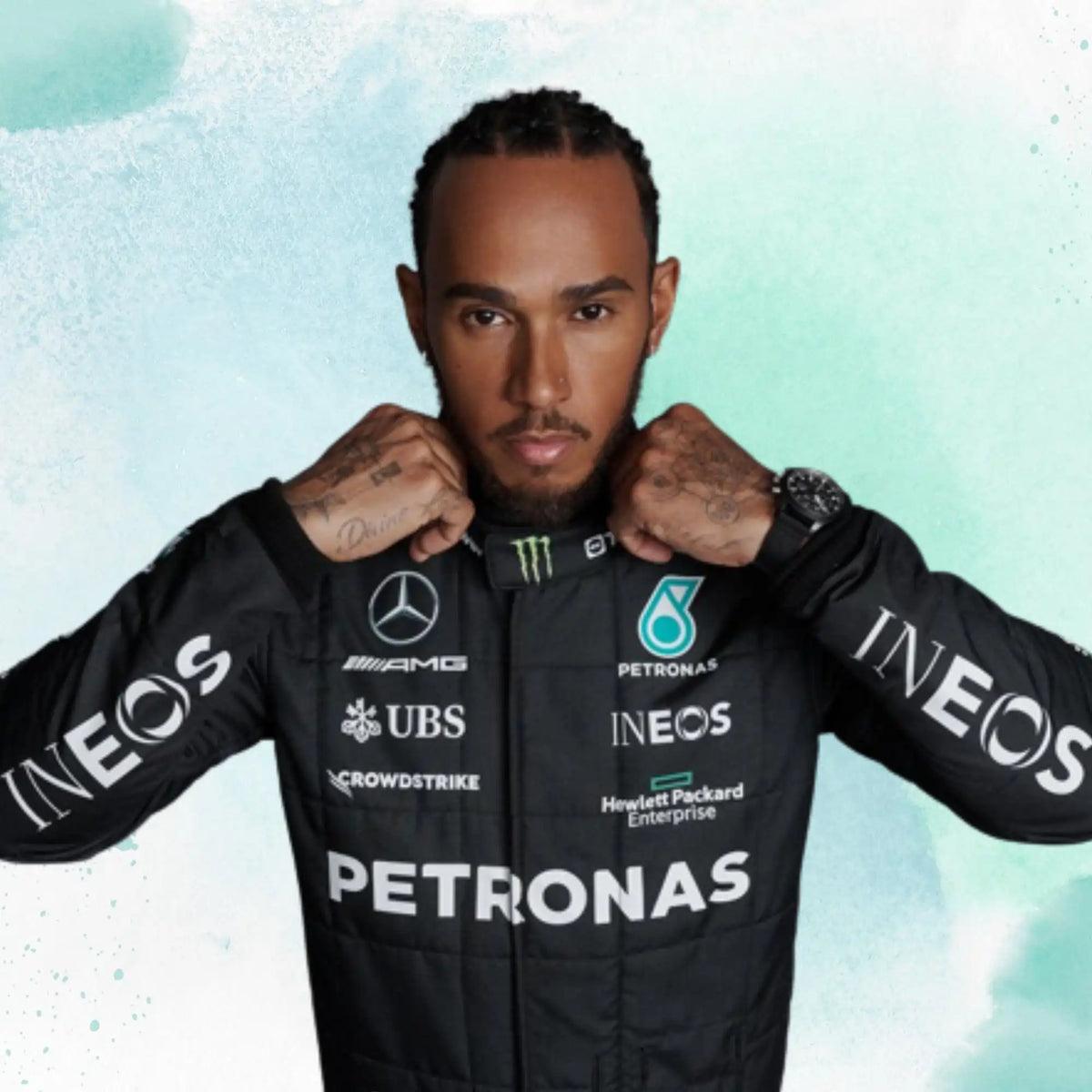 New 2023 Lewis Hamilton Mercedes-AMG Petronas F1 Team Replica Race Suit - view 3