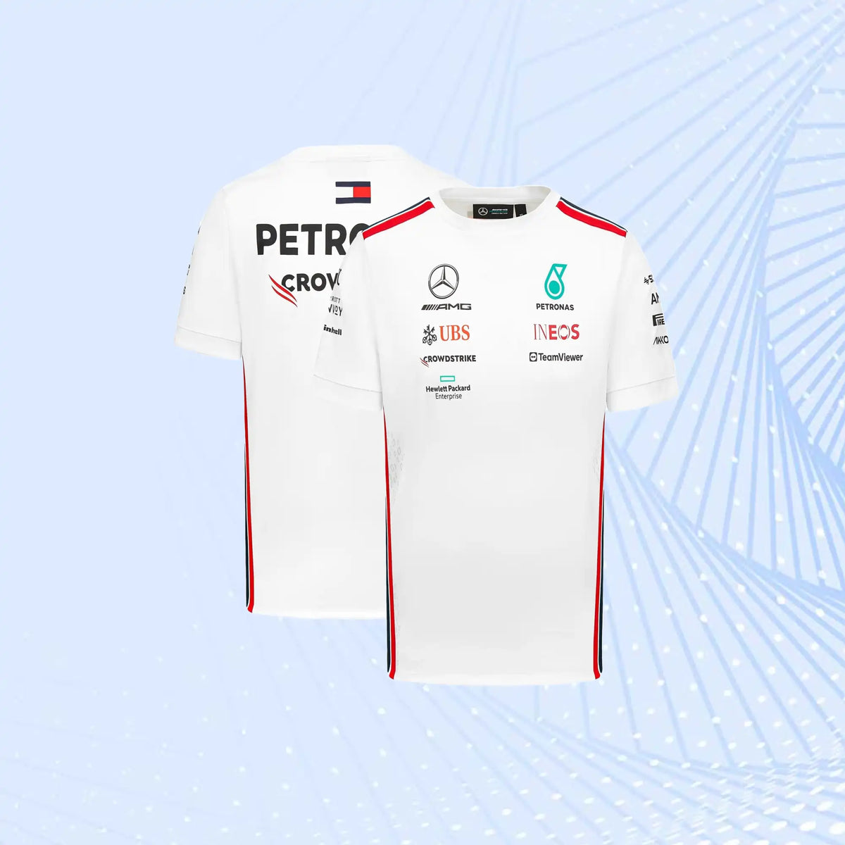 New 2023 Mercedes AMG Petronas F1 Team Driver T-Shirt- White - view 1