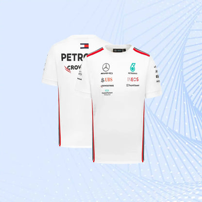 New 2023 Mercedes AMG Petronas F1 Team Driver T-Shirt- White - view 1