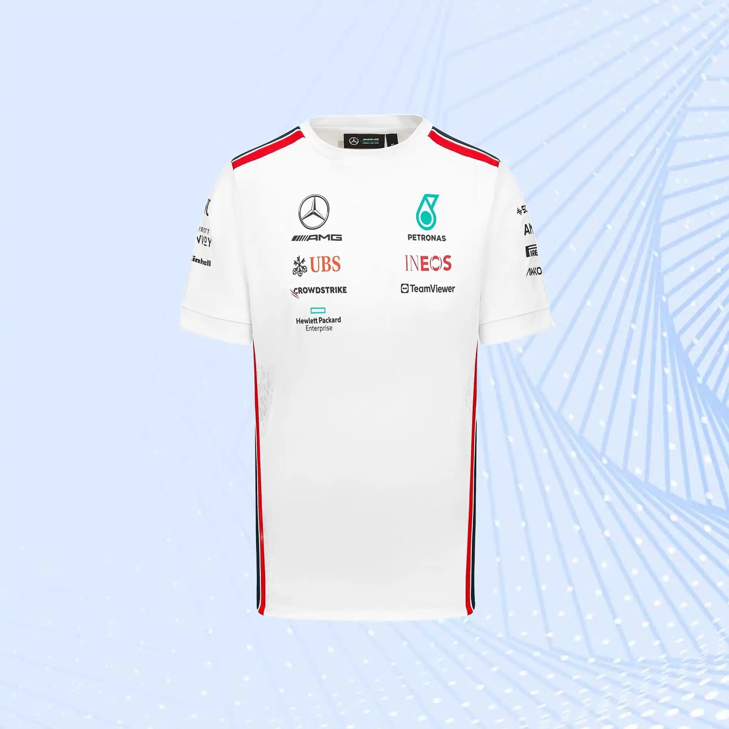 New 2023 Mercedes AMG Petronas F1 Team Driver T-Shirt- White - view 2