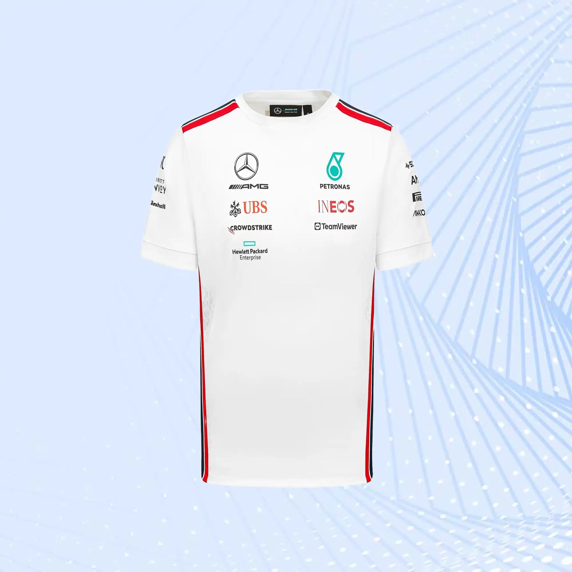 New 2023 Mercedes AMG Petronas F1 Team Driver T-Shirt- White - view 2