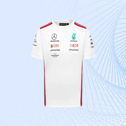 New 2023 Mercedes AMG Petronas F1 Team Driver T-Shirt- White - view 2