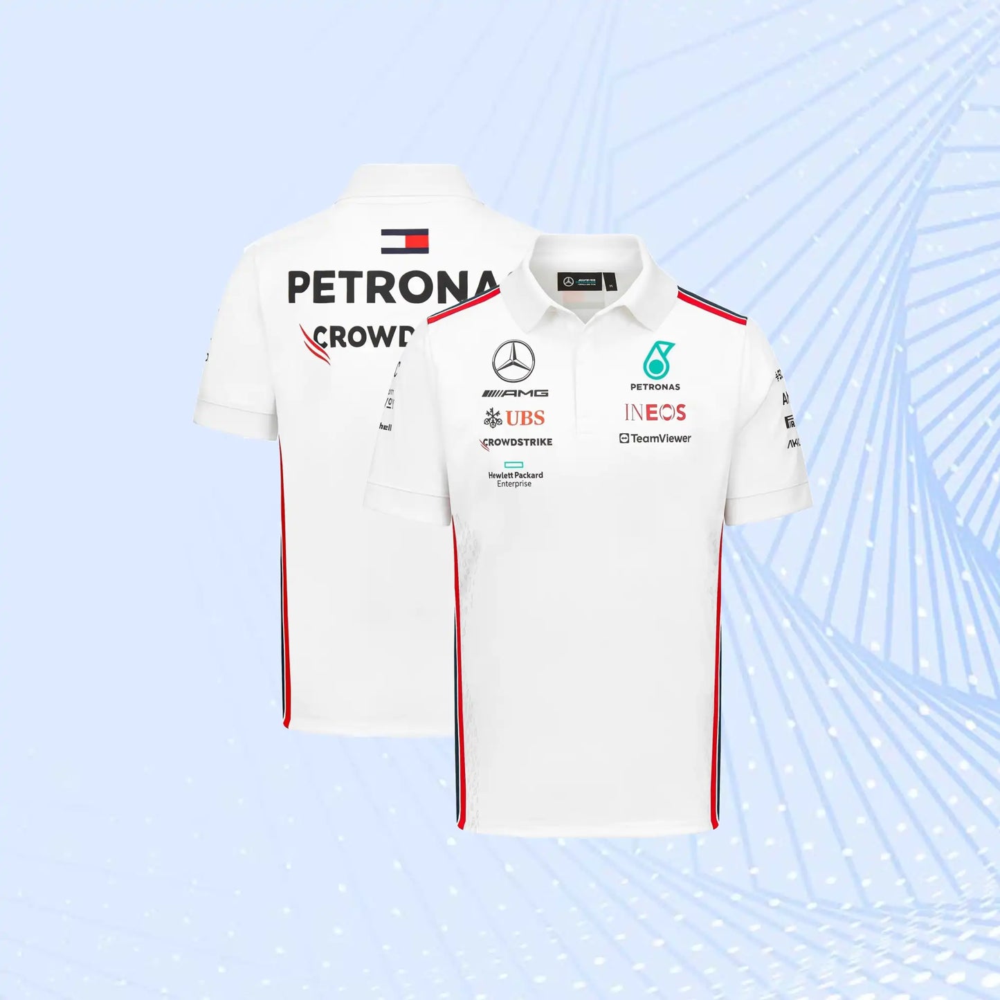 New 2023 Mercedes AMG Petronas F1 Team Polo- White - view 1