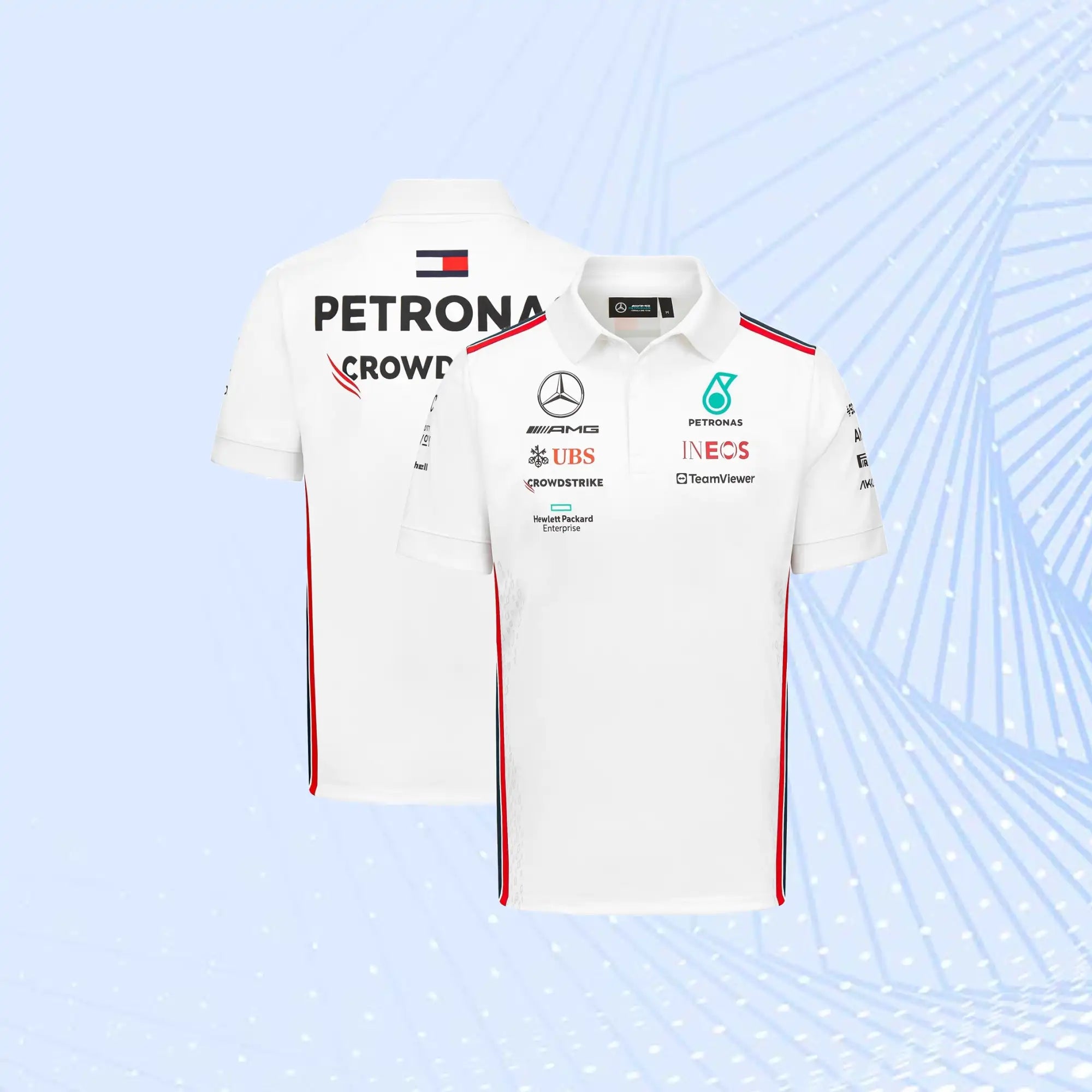 New 2023 Mercedes AMG Petronas F1 Team Polo- White - view 1