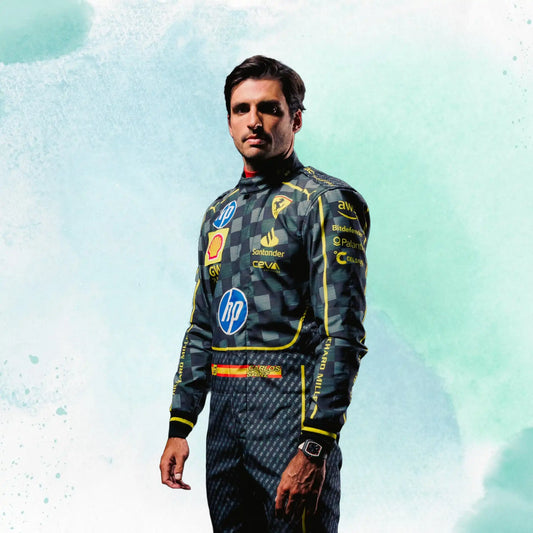 New 2024 Carlos Sainz jr HP Italy GP Scuderia Ferrari F1 Team Replica Racing Suit - view 1