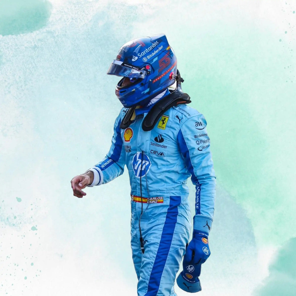 New 2024 Carlos Sainz jr HP Miami Grand Prix Scuderia Ferrari F1 Team Replica Racing Suit - view 2